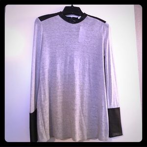 Helmut Lang leather detailed wool top